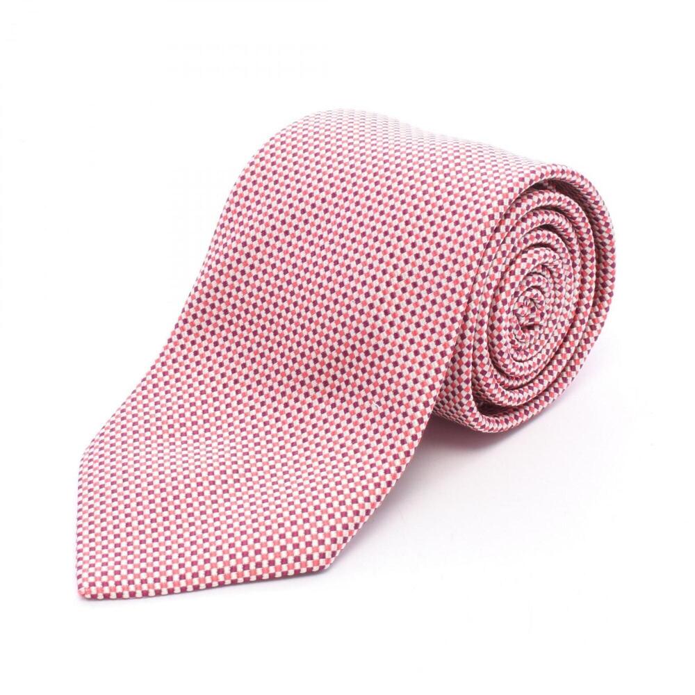 Hermes HERMES Mosaic Pattern Silk Tie for Men, Red, 659148T